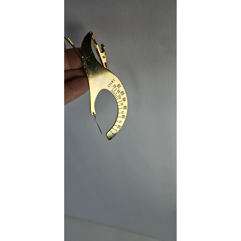 Vintage Brass Pocket Scale Keychain‎ Fish Scale 0-90g 0-4oz w/ Leather Case